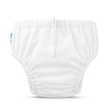 Charlie Banana Reusable, Waterproof Drawstring Swim Diaper, Size M - White