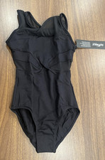 So Danca Leotard Girls Youth 8-10 Black Mesh Panel Asymmetrical Dancewear BY01C