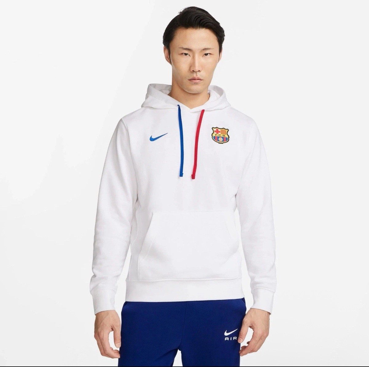 Nike FC Barcelona French Terry Hoode Sweatshirt Hoodie White