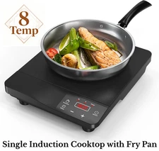 Induction Cooktop One Burner Induction Cooker Touch with Fry Pan 1800W 110V