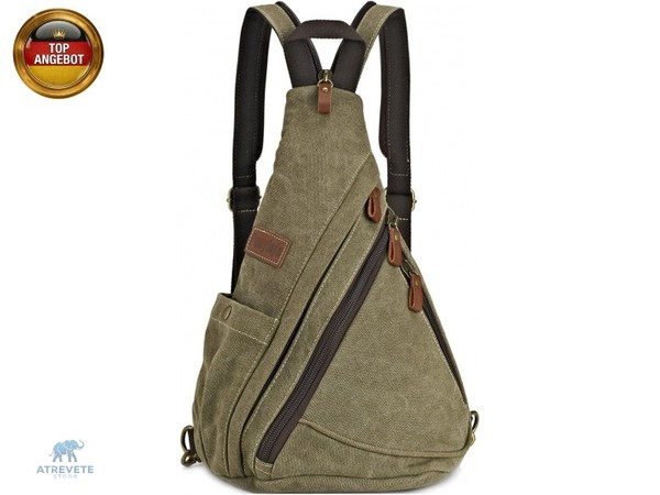 Canvas Sling Bag Crossbody Brusttasche Rucksack Schultertasche UmhäNgetasche-image
