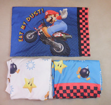 Nintendo Mario Kart Wii Twin Bedding Fitted Flat Sheet 2 Sided Pillow Case