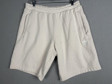 Adidas Originals Shorts Mens Large Beige Fleece Sweat Trefoil Drawstring