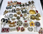 Vintage Costume Jewelry Lot Brooches Earring Ciner Monet Givenchy Weiss Unmarked