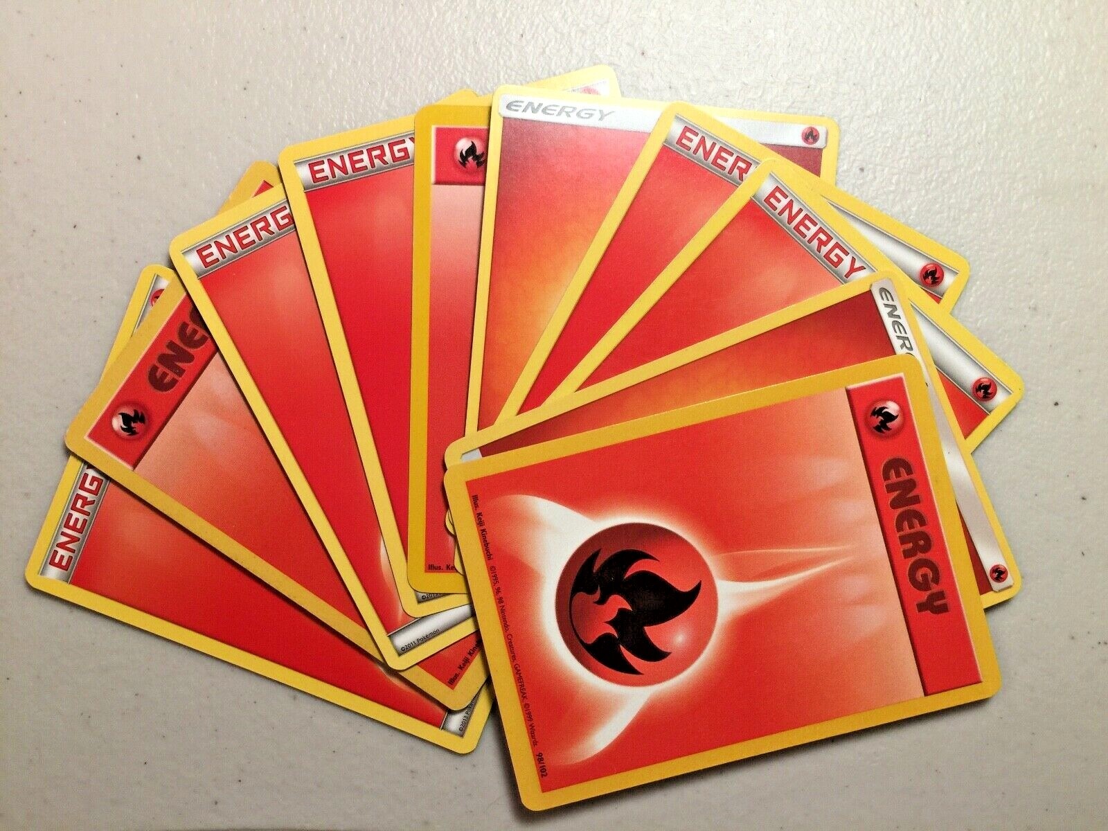 Pokemon Card Fire Energy x10. Vintage-Current. 