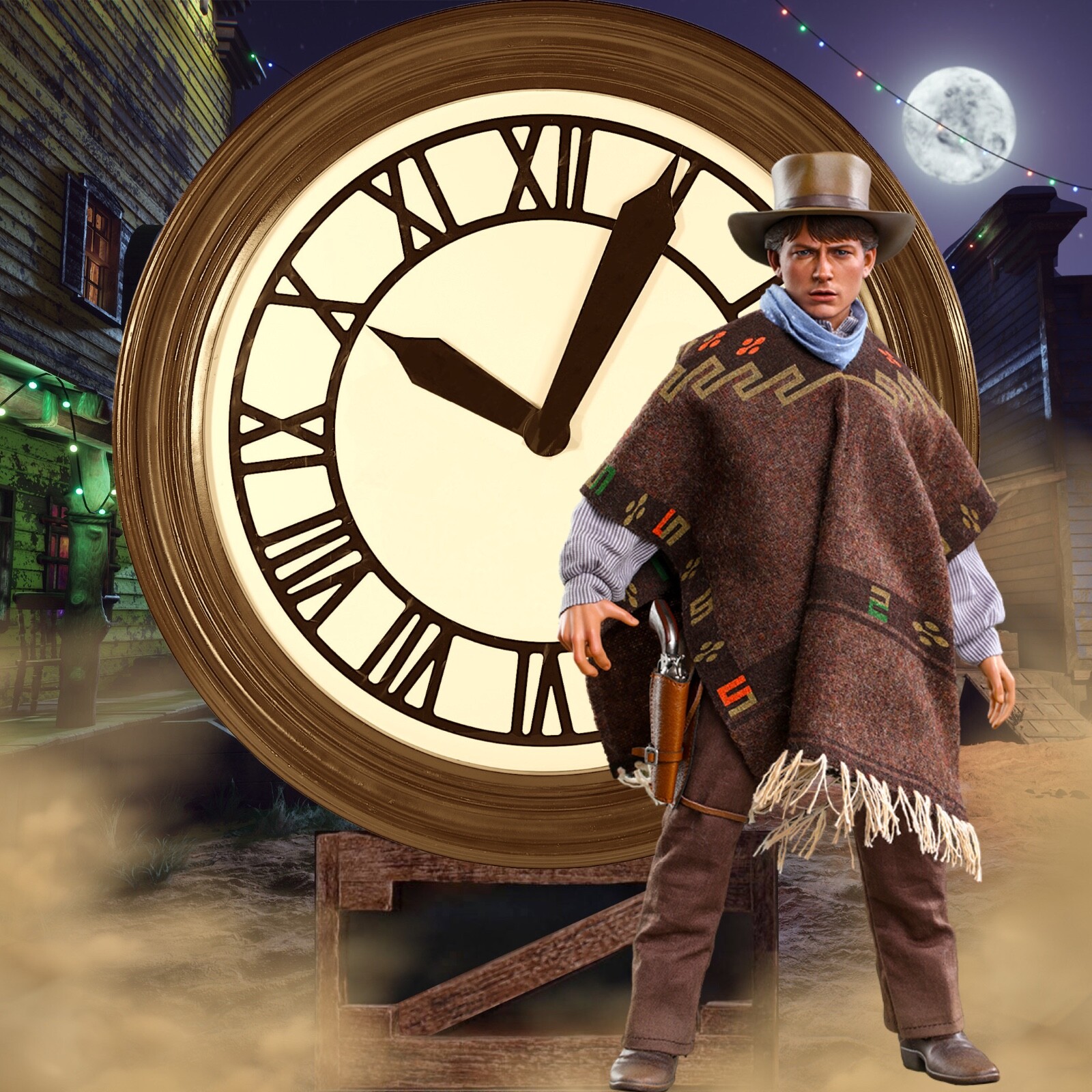 1/6 BTTF Clock Backdrop 15"x15" For 1/6 Marty Mcfly Doc Brown NECA