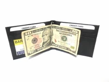 Bifold Money Clip Wallet ID Credit Card Money Holder Black Genuine Leather  Men.