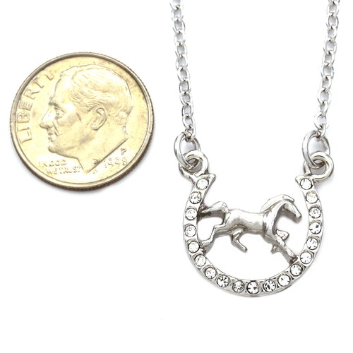 Horse Mustang Pony Horseshoe Necklace Pendant Good Luck Charm Western Cowboy - Picture 26 of 26