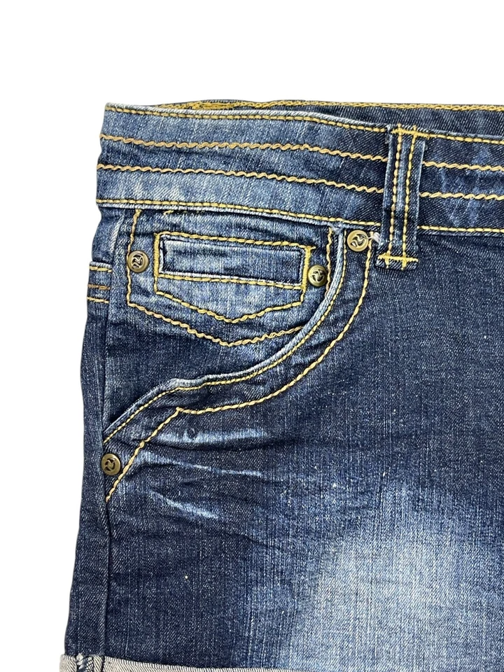 Pantalones Cortos AQUA DENIM MANGO Denim Envejecido Tiro Bajo Bolsillos Elastizados Descarados Talla 12 Foto 2 de 4