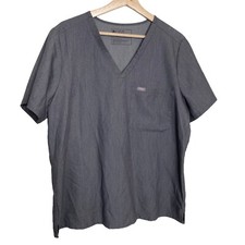 Figs Technical Collection Scrub Top Gray V Neck Shirt Sleeve XL