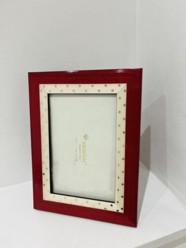 Natalini NATALINI Italy Picture Photo Frame 4 x 6 Wood Lacquer Red Cream Ascent. - Picture 1 of 3