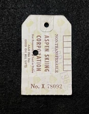 ASPEN Vintage 4/12/1962 Ski Lift Ticket COLORADO Skiing Resort Travel Souvenir