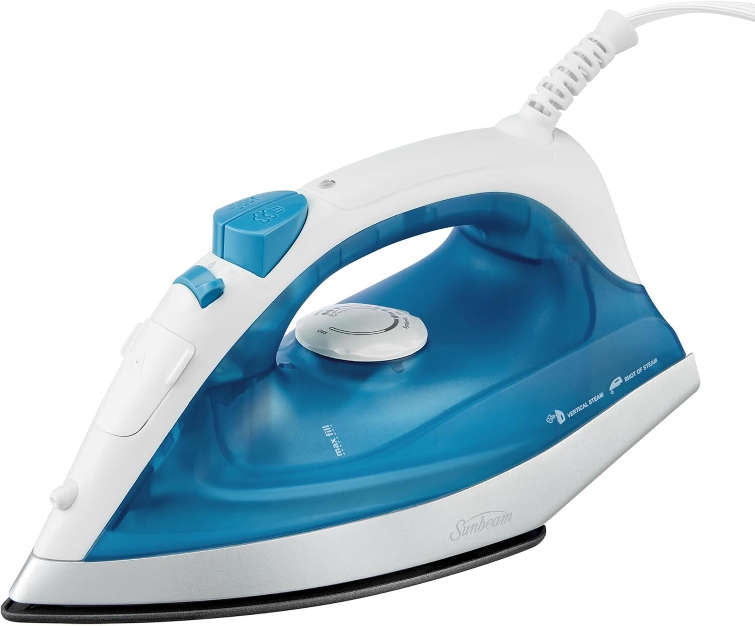 Compact Steam Iron, 1200 Watts, Non-Stick Soleplate, Powerful Shot of Steam