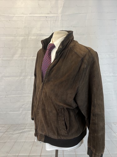 FALL/WINTER Jos A. Bank Men's Dark Brown Solid Leather Jacket SIZE L $495 - Picture 3 of 11