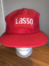 Vintage Lasso Hat Snapback Trucker Cap Mens Red Louisville MFG 80s USA Made READ
