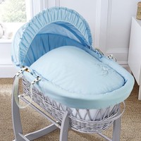 4baby Blue Shooting Star Grey Wicker Baby Boys Moses Basket & Mattress 4baby Blue Shooting Star Grey Wicker Baby Boys Moses Basket & Mattress