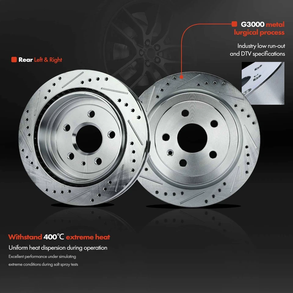 4 rotores de freno delanteros y traseros perforados para Chevrolet Camaro 2010-2015 V6 3,6 L Foto 3 de 4