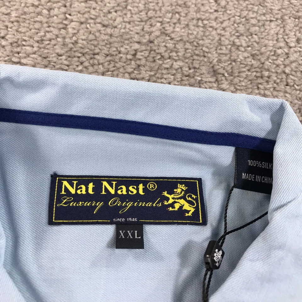 Nat Nast Shirt Mens 2XL XXL Button Up Hawaiian Camp Vegas Strip Blue CASUAL - Image 4 of 4