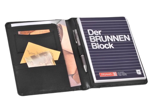 ESQUIRE Schreibmappe A5 Leder schwarz mit Schreibblock Tagungsmappe BUSINESS Neu - Bild 10 von 11