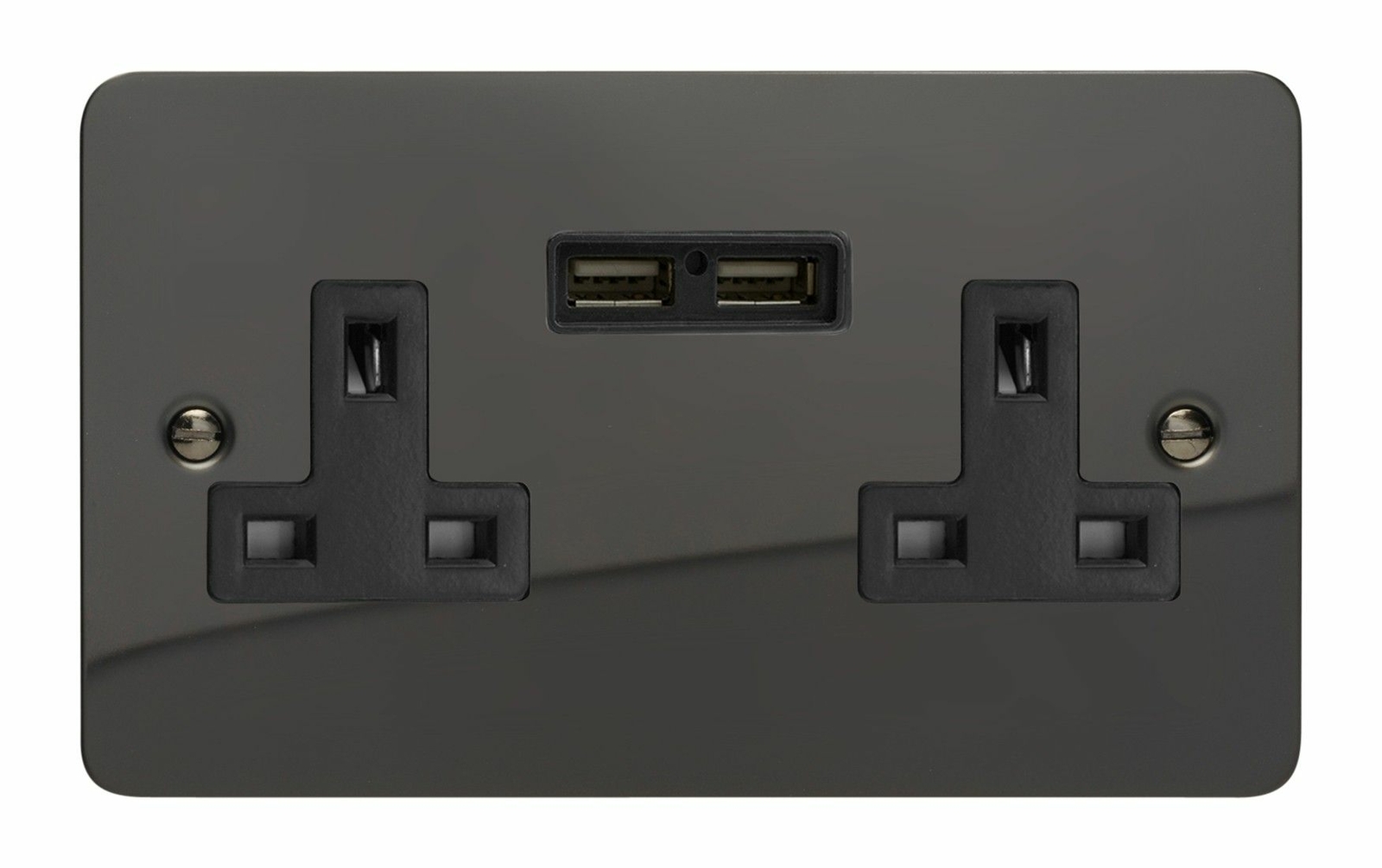 Varilight XFI5U2B Ultraflat Iridium 2 Gang Double Unswitched 13A Socket 2.1A USB