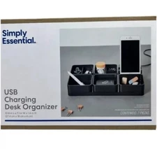 Simply Essential USB Charging Desk Organizer NEW