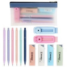 Mechanical Pencil Set - 6PCS 0.5mm Cute Pastel Mechanical Pencils 2Push-Pull ...