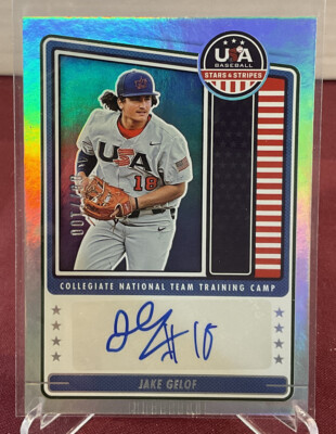 2023 Panini USA Stars & Stripes Jake Gelof Training Camp Auto Foil /100 NM