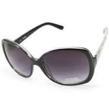 NEW GUESS BLACK PLASTIC,BLACK+WHITE ZEBRA PATTERN LARGE SUNGLASSES GUF205