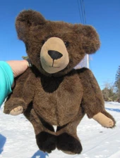 VINTAGE COCOA BROWN POT BELLY TEDDY BEAR ARTIST 16" PLUSH TOY SUEDE SNOUT PAWS