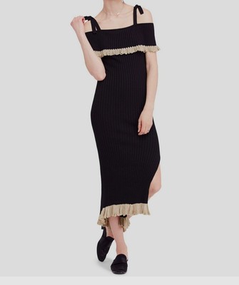 black ribbed sweater dress