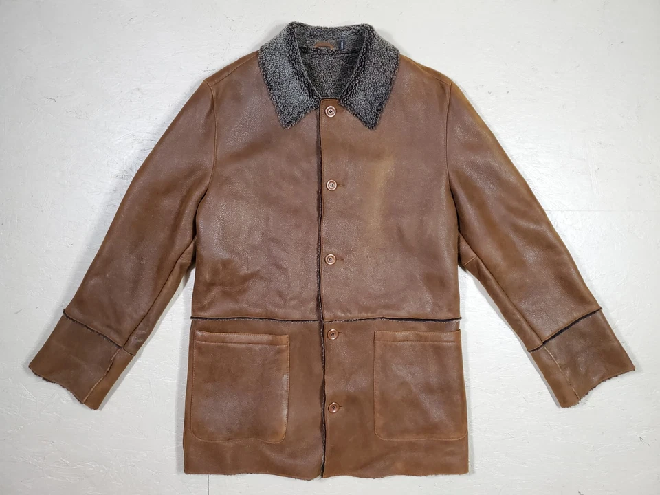 Reilly Olmes Collection Brown Shearling Leather Coat | Made in Turkey | M - Image 3 of 4