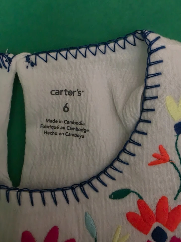 女孩 Carter's 花卉无袖衬衫上衣运动服 6 码休闲全新可爱礼物 — 第 4/4 张图片