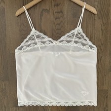 Vintage Christian Dior Spaghetti Strap Lace Intimates Camisole in White Large