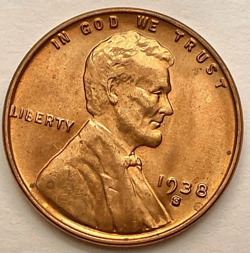1938-S  Choice BU Uncirculated Red RD - Lincoln Wheat Cent ~ B730