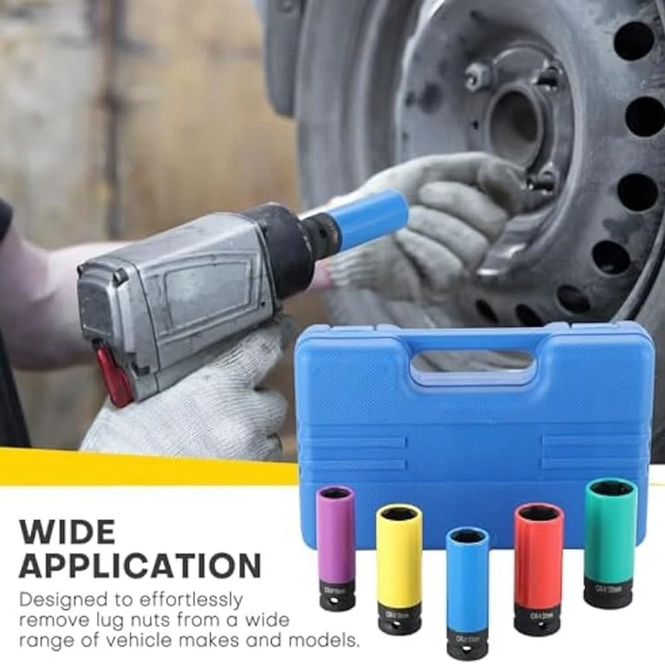 5x FELGEN KRAFT-STECKNUSS-SAT 15 17 19 21 22 MM 1⁄2″ SCHLAGSCHRAUBER NUSS - Bild 4 von 4