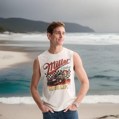 Miller High Life Racing Men s Size M Graphic Tank Top. Multicolor. New with Tags