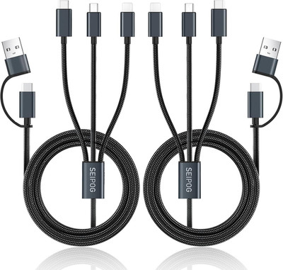 Multi Charging Cable 5 in 1, 2PCS 4FT USB C/A Multi Charger Cable to Type-C/M...