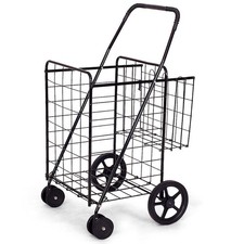 IRONMAX Utility Shopping Cart Foldable Jumbo Basket Grocery Laundry w/ Wheels