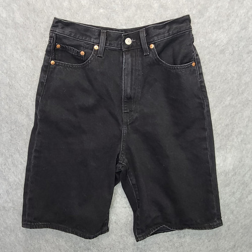 Levi’s Premium Bermuda Shorts Womens 28 Black Denim High Loose 10" Inseam