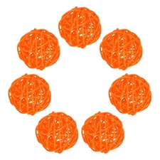 7Pcs Wicker Rattan Balls, 2 in Dia Rattan Decorative Balls, Orange
