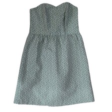 Pim + Larkin Green Geometric Fit & Flare Dress Women's Large Smocked Waist Lined