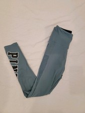 Victoria Secret PINK ultimate Full Length leggings mesh trim Sz S Teal Pocket