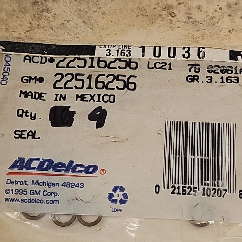 Lote de 16 ACDelco GM 22514722 OEM NOS Genuino Línea de Combustible Tubo de Alimentación Junta O Sello Foto 2 de 4