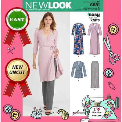 New Look 6581 EINFACHES Schnittmuster - MISSES STRICKKLEID OBERTEIL HOSE - Größe 8-20
