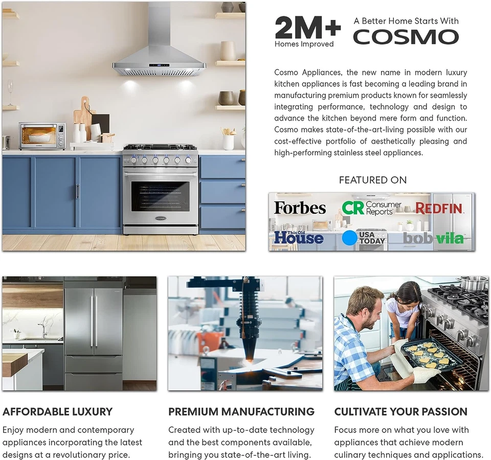 COSMO COS-63ISS75 30 pulgadas Campana extractora Lumin Collection 380 CFM Ducted Island, suave Foto 4 de 4