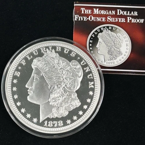 "1878" Morgan Dollar 5 troy oz Silver .999 Five Ounce Bullion Round Capsuled