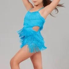 Weissman blue see me now cut out Fringe Dance Costume size Medium Child
