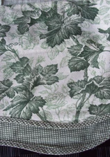 Waverly 2-Tier Valance~Leafy Vines Print & Gingham Checks~Green/Off-White~74x15