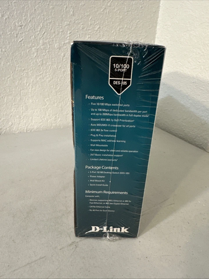 D-Link 5 Port Fast Ethernet Switch Model:DES105 H/W Ver:C4 Brand New / Sealed - Image 4 of 4