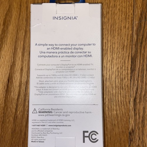 Insignia- DisplayPort to HDMI Adapter - Black - Photo 2/3